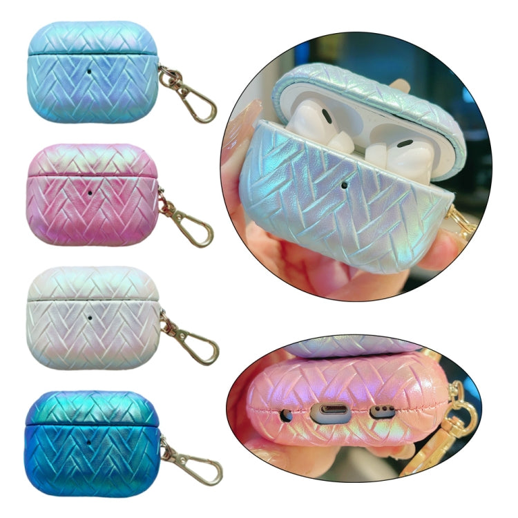 For AirPods Pro Colorful Weaving Texture Earbuds Box PC Case with Hook(Purple) - For AirPods Pro by PMC Jewellery | Online Shopping South Africa | PMC Jewellery | Buy Now Pay Later Mobicred