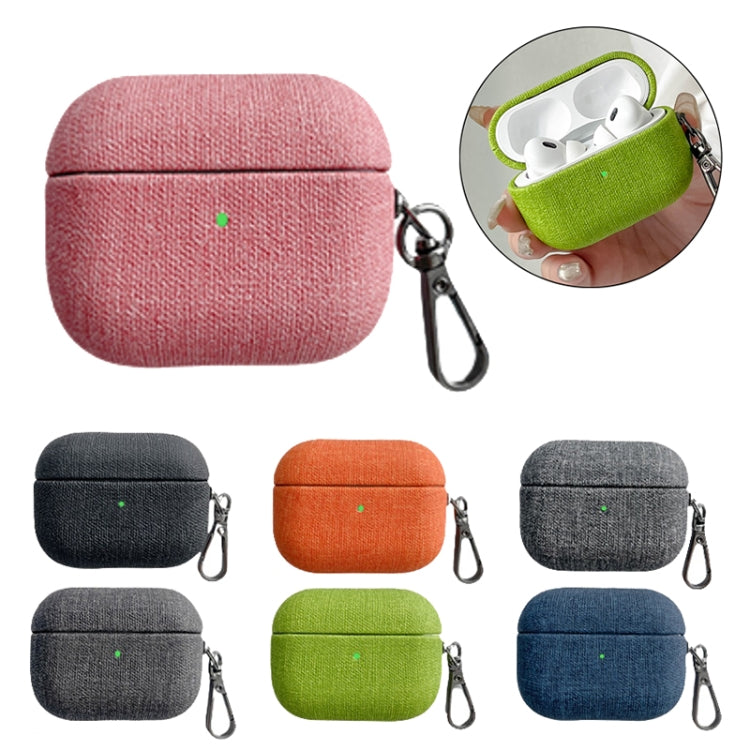 For AirPods 3 Fine Cloth Texture Earbuds Box PC Case with Hook(Pink) - For AirPods 3 by PMC Jewellery | Online Shopping South Africa | PMC Jewellery | Buy Now Pay Later Mobicred