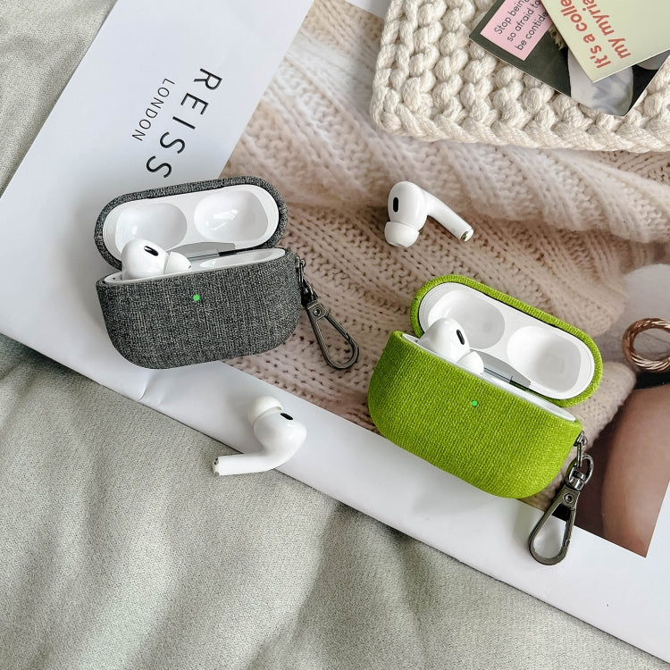 For AirPods 4 Fine Cloth Texture Earbuds Box PC Case with Hook(Green) - For AirPods 4 by PMC Jewellery | Online Shopping South Africa | PMC Jewellery | Buy Now Pay Later Mobicred
