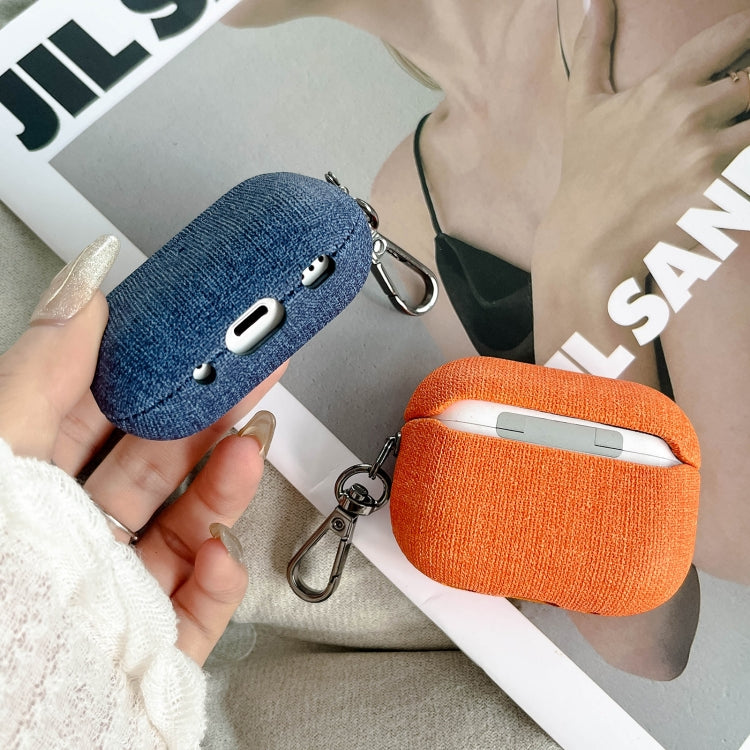 For AirPods 3 Fine Cloth Texture Earbuds Box PC Case with Hook(Orange) - For AirPods 3 by PMC Jewellery | Online Shopping South Africa | PMC Jewellery | Buy Now Pay Later Mobicred