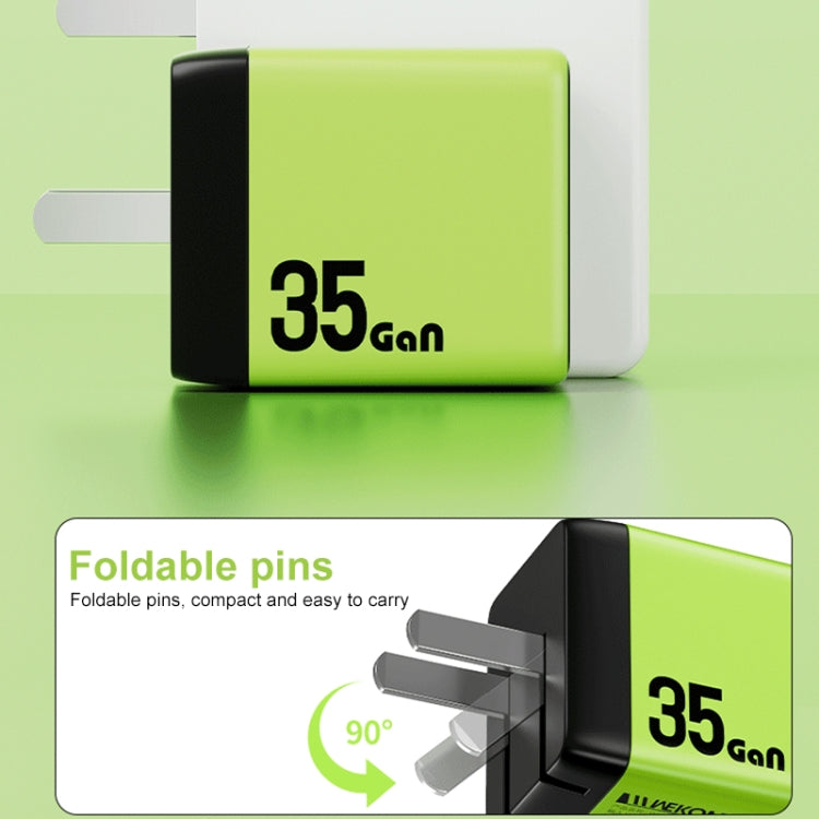 WK WP-U36 35W USB-C / Type-C, USB GaN Fast Charger, Plug Type:EU Plug(Green) - USB Charger by WK | Online Shopping South Africa | PMC TechLife | Buy Now Pay Later Mobicred