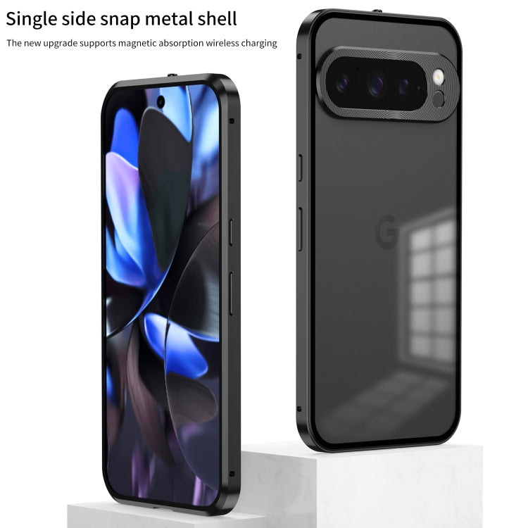For Google Pixel 9 / 9 Pro Snap Buckle Metal Frame Frosted Phone Case(Pink) - Google Cases by PMC TechLife | Online Shopping South Africa | PMC TechLife | Buy Now Pay Later Mobicred