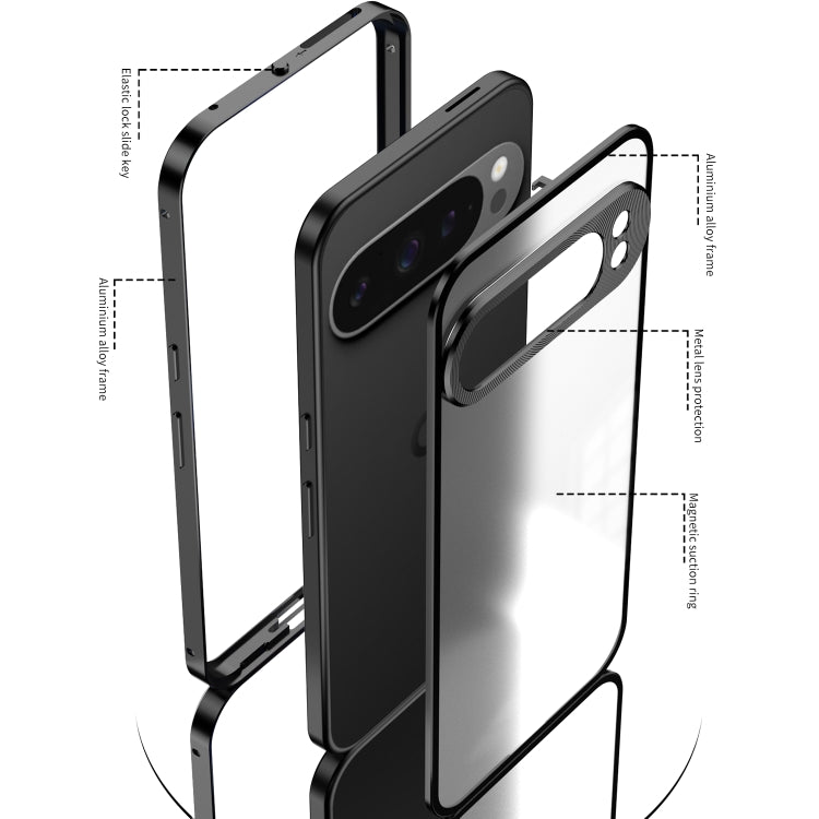 For Google Pixel 9 / 9 Pro Snap Buckle Metal Frame Frosted Phone Case(Pink) - Google Cases by PMC TechLife | Online Shopping South Africa | PMC TechLife | Buy Now Pay Later Mobicred
