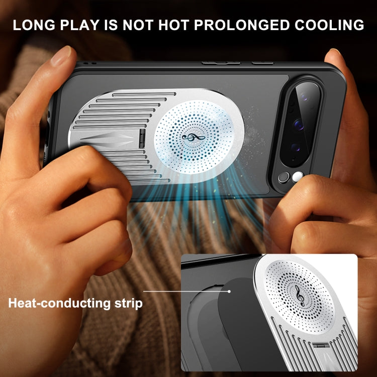 For Google Pixel 9 Pro XL Heat Dissipation Aromatherapy MagSafe Holder Phone Case(Silver) - Google Cases by PMC TechLife | Online Shopping South Africa | PMC TechLife | Buy Now Pay Later Mobicred