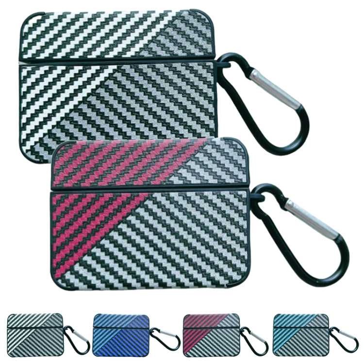 For AirPods Pro 2 Carbon Fibre Texture PU Earbuds Box PC Case with Hook(Sky Blue) - For AirPods Pro 2 by PMC Jewellery | Online Shopping South Africa | PMC Jewellery | Buy Now Pay Later Mobicred