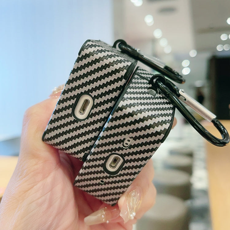 For AirPods Pro Carbon Fibre Texture PU Earbuds Box PC Case with Hook(Sky Blue) - For AirPods Pro by PMC Jewellery | Online Shopping South Africa | PMC Jewellery | Buy Now Pay Later Mobicred