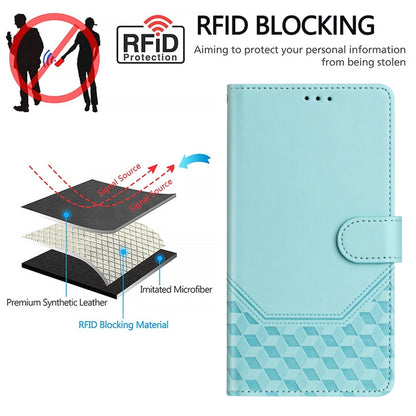 For Ulefone Note 17 Pro Honeycomb Embossing RFID Leather Phone Case(Mint Green) - Ulefone Cases by PMC Jewellery | Online Shopping South Africa | PMC Jewellery | Buy Now Pay Later Mobicred