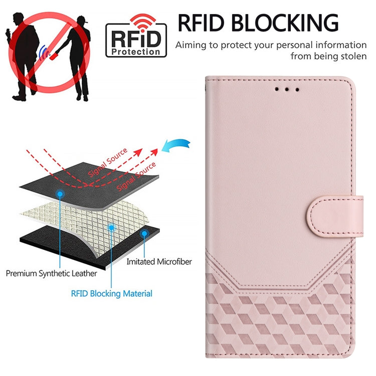 For Ulefone Note 17 Pro Honeycomb Embossing RFID Leather Phone Case(Pink) - Ulefone Cases by PMC Jewellery | Online Shopping South Africa | PMC Jewellery | Buy Now Pay Later Mobicred