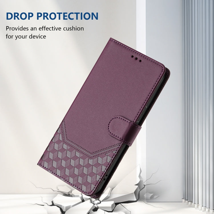 For Ulefone Note 17 Pro Honeycomb Embossing RFID Leather Phone Case(Violet) - Ulefone Cases by PMC Jewellery | Online Shopping South Africa | PMC Jewellery | Buy Now Pay Later Mobicred
