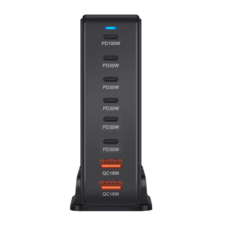 YMX-986 286W 6 Type-C, 2 USB 8-Ports Desktop Fast Charger, Plug Type:UK Plug(Black) - free shipping - PMC Jewellery - Order now!