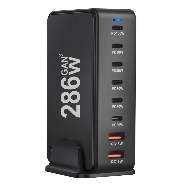 YMX-986 286W 6 Type-C, 2 USB 8-Ports Desktop Fast Charger, Plug Type:UK Plug(Black) - free shipping - PMC Jewellery - Order now!