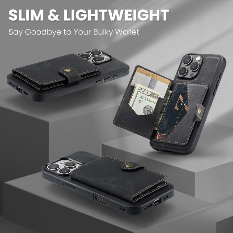 For iPhone 16 Pro JEEHOOD J01 Retro Magnetic Detachable Wallet Phone Case(Black) - free shipping - PMC Jewellery - Order now!