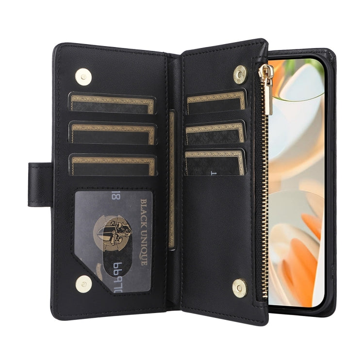 For Google Pixel 9 / 9 Pro Crossbody Zipper Wallet Rhombus Leather Phone Case(Black) - Google Cases by PMC TechLife | Online Shopping South Africa | PMC TechLife | Buy Now Pay Later Mobicred