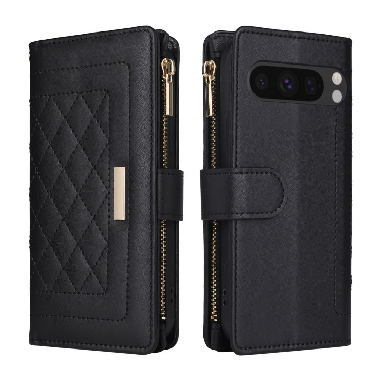 For Google Pixel 8 Pro Crossbody Zipper Wallet Rhombus Leather Phone Case(Black) - Google Cases by PMC TechLife | Online Shopping South Africa | PMC TechLife | Buy Now Pay Later Mobicred