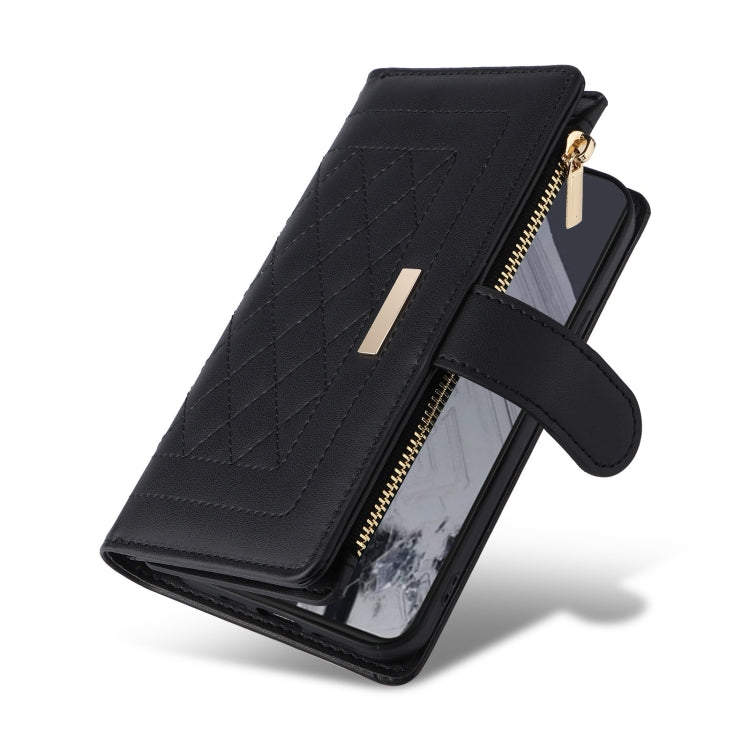 For Google Pixel 8 Pro Crossbody Zipper Wallet Rhombus Leather Phone Case(Black) - Google Cases by PMC TechLife | Online Shopping South Africa | PMC TechLife | Buy Now Pay Later Mobicred