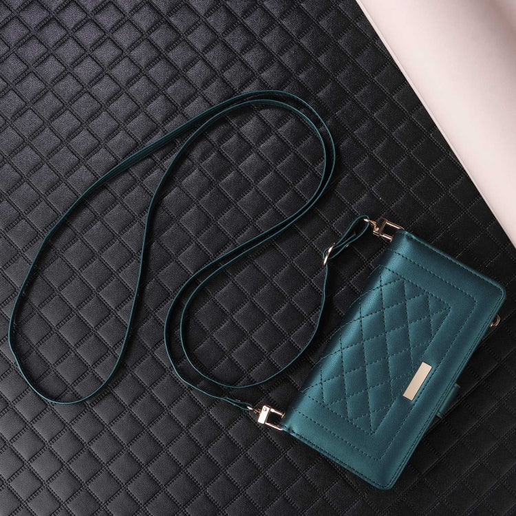 For Google Pixel 8 Pro Crossbody Zipper Wallet Rhombus Leather Phone Case(Green) - Google Cases by PMC TechLife | Online Shopping South Africa | PMC TechLife | Buy Now Pay Later Mobicred