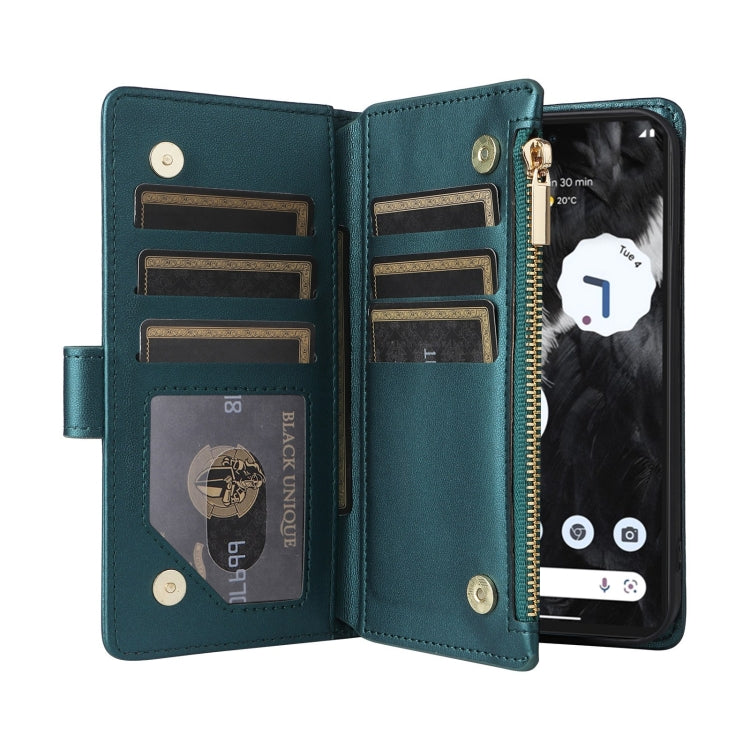 For Google Pixel 7 Pro Crossbody Zipper Wallet Rhombus Leather Phone Case(Green) - Google Cases by PMC TechLife | Online Shopping South Africa | PMC TechLife | Buy Now Pay Later Mobicred