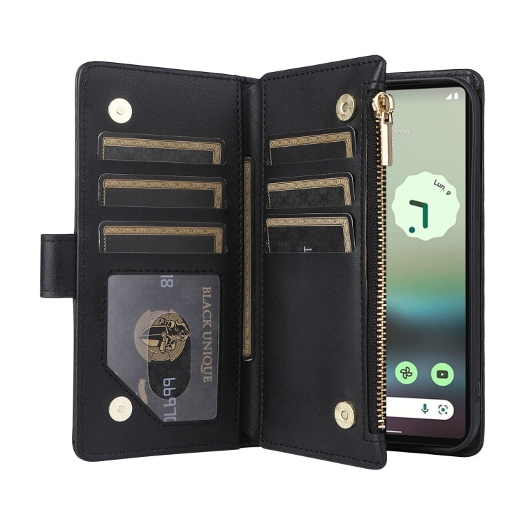 For Google Pixel 6a Crossbody Zipper Wallet Rhombus Leather Phone Case(Black) - Google Cases by PMC TechLife | Online Shopping South Africa | PMC TechLife | Buy Now Pay Later Mobicred
