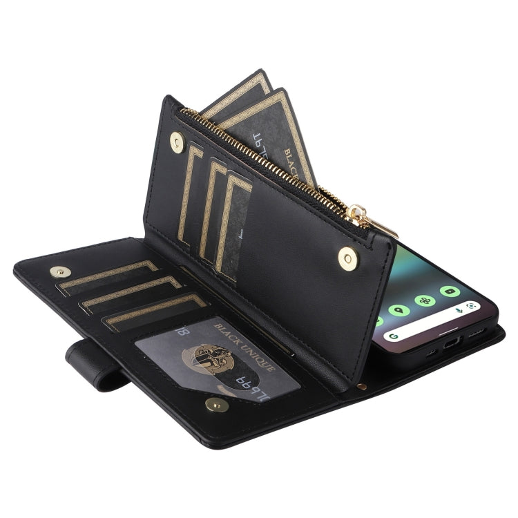 For Google Pixel 6a Crossbody Zipper Wallet Rhombus Leather Phone Case(Black) - Google Cases by PMC TechLife | Online Shopping South Africa | PMC TechLife | Buy Now Pay Later Mobicred