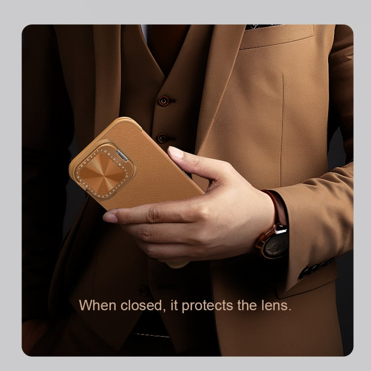 For iPhone 16 NILLKIN Qin Prop Series Flip Camera Cover Design Leather Phone Case(Plain Leather Black) - free shipping - PMC Jewellery - Order now!
