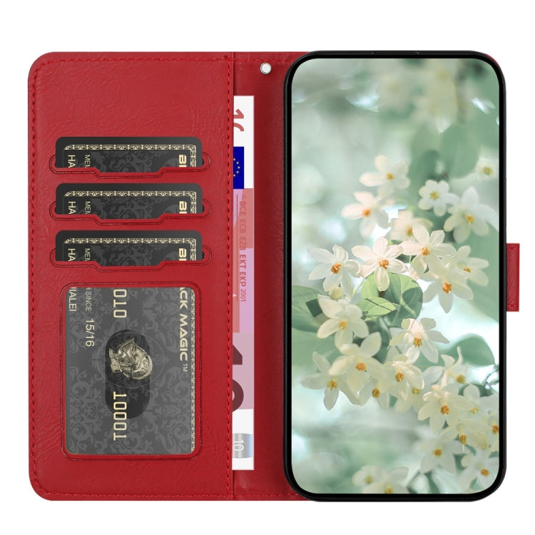 For Samsung Galaxy S25 Ultra 5G Floral Embossed Pattern Leather Phone Case(Red) - Galaxy S25 Ultra 5G Cases by PMC Jewellery | Online Shopping South Africa | PMC Jewellery | Buy Now Pay Later Mobicred