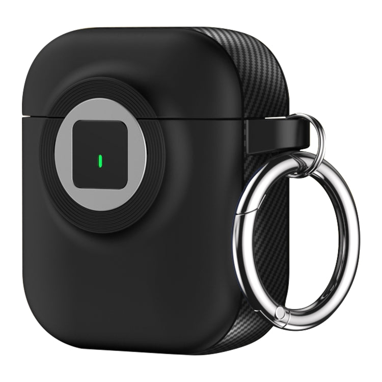 For AirPods 1 / 2 Camera Series PC + TPU Headset Shockproof Carbon Fibre Case(Black) - free shipping - PMC Jewellery - Order now!