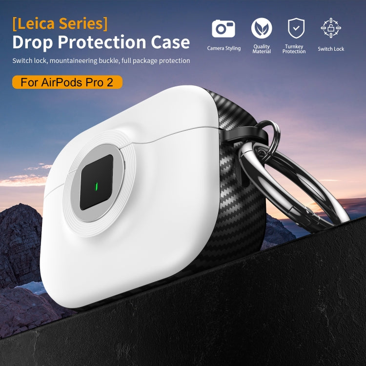 For AirPods Pro 2 Camera Series PC + TPU Headset Shockproof Carbon Fibre Case(Black) - For AirPods Pro 2 by PMC Jewellery | Online Shopping South Africa | PMC Jewellery | Buy Now Pay Later Mobicred