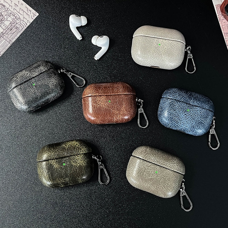 For AirPods 4 Retro Oil Leather Bluetooth Earphones Protective Case(Coffee) - For AirPods 4 by PMC Jewellery | Online Shopping South Africa | PMC Jewellery | Buy Now Pay Later Mobicred
