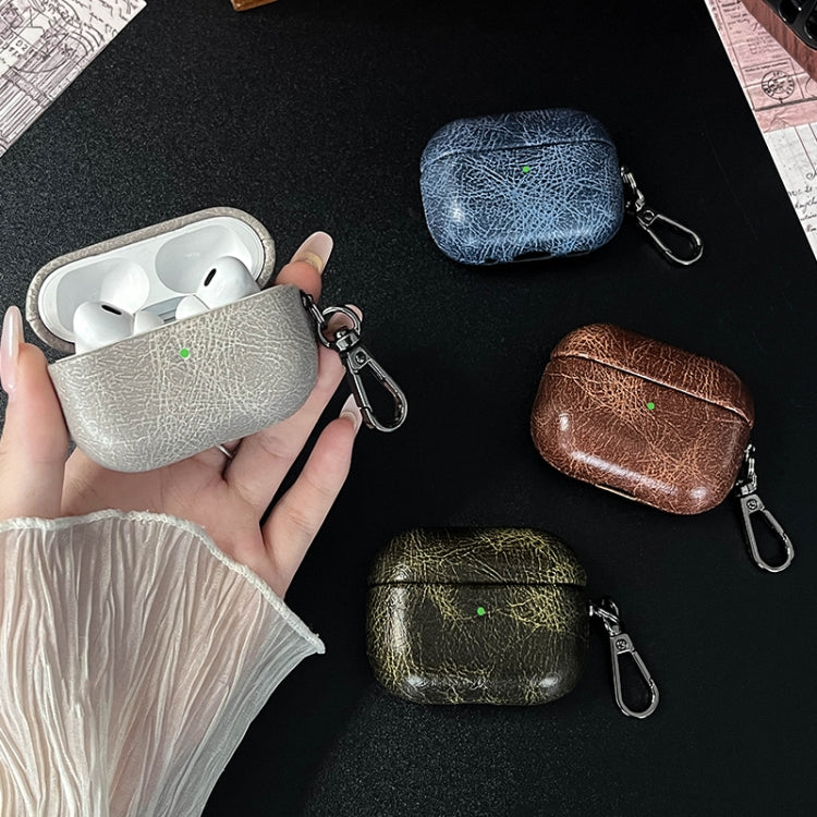 For AirPods Pro Retro Oil Leather Bluetooth Earphones Protective Case(Coffee) - For AirPods Pro by PMC Jewellery | Online Shopping South Africa | PMC Jewellery | Buy Now Pay Later Mobicred