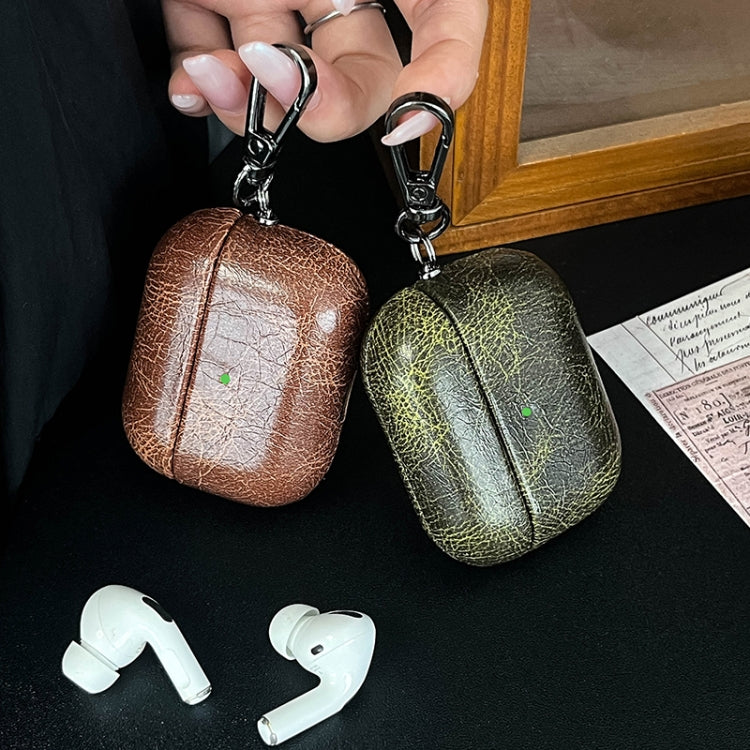 For AirPods 4 Retro Oil Leather Bluetooth Earphones Protective Case(Coffee) - For AirPods 4 by PMC Jewellery | Online Shopping South Africa | PMC Jewellery | Buy Now Pay Later Mobicred