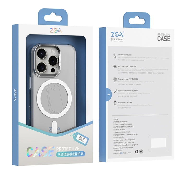 For iPhone 16 ZGA Magsafe Clear PC Tempered Glass Phone Case(Frosted White) - iPhone 16 Cases by ZGA | Online Shopping South Africa | PMC Jewellery | Buy Now Pay Later Mobicred