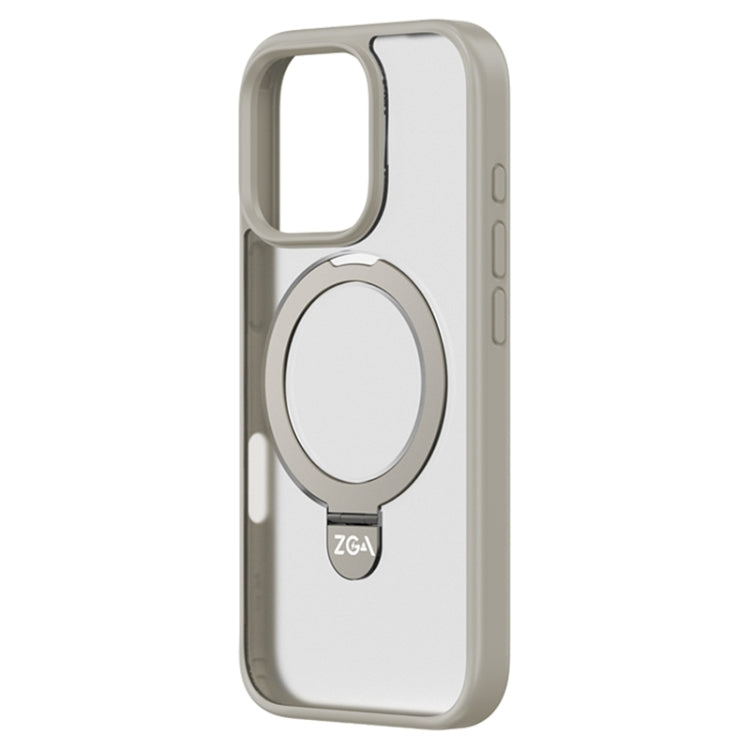 For iPhone 16 Pro Max ZGA Magsafe Holder PC Hybrid TPU Phone Case(Grey) - free shipping - PMC Jewellery - Order now!