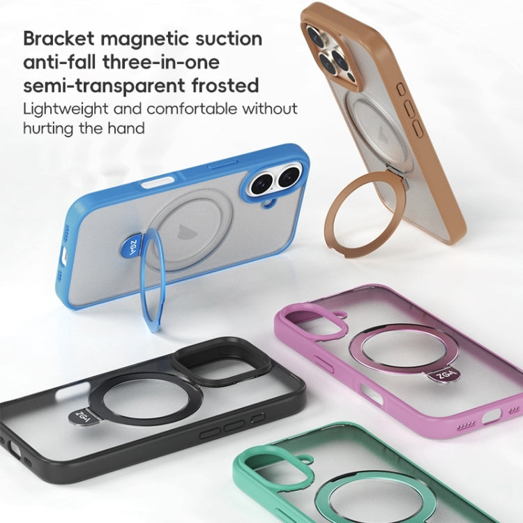 For iPhone 16 Pro Max ZGA Magsafe Holder PC Hybrid TPU Phone Case(Grey) - free shipping - PMC Jewellery - Order now!