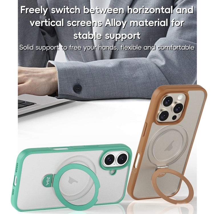 For iPhone 16 Pro ZGA Magsafe Holder PC Hybrid TPU Phone Case(Grey) - free shipping - PMC Jewellery - Order now!