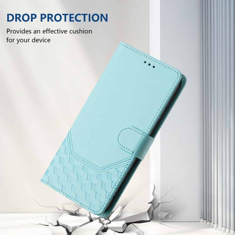 For Honor Magic6 Pro 5G Honeycomb Embossing RFID Leather Phone Case(Mint Green) - Honor Cases by PMC Jewellery | Online Shopping South Africa | PMC Jewellery | Buy Now Pay Later Mobicred