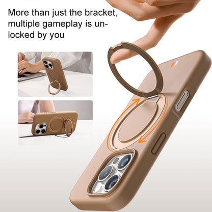 For iPhone 16 Pro Max TGVIS GEEK Series MagSafe Silicone Phone Case with Rotating Holder(Bronze) - iPhone 16 Pro Max Cases by TGVIS | Online Shopping South Africa | PMC Jewellery | Buy Now Pay Later Mobicred