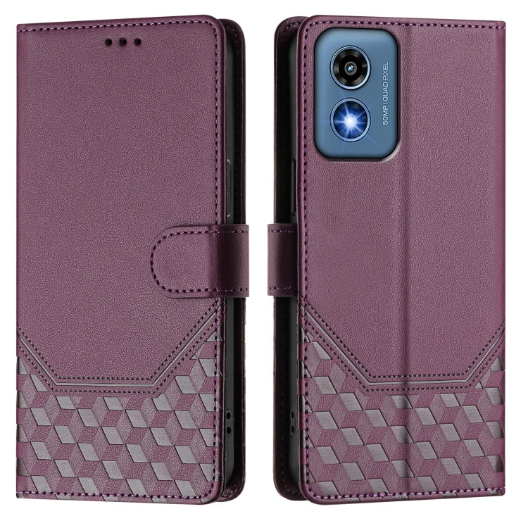 For Motorola Moto G 5G 2024 Oversea Honeycomb Embossing RFID Leather Phone Case(Violet) - Motorola Cases by PMC Jewellery | Online Shopping South Africa | PMC Jewellery | Buy Now Pay Later Mobicred