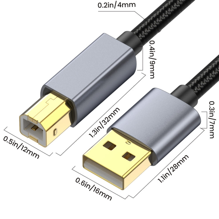 USB 2.0 A Male to B Male Square Port Printer Data Transmission Extension Cable, Length:10m - USB Cable by PMC Jewellery | Online Shopping South Africa | PMC Jewellery | Buy Now Pay Later Mobicred