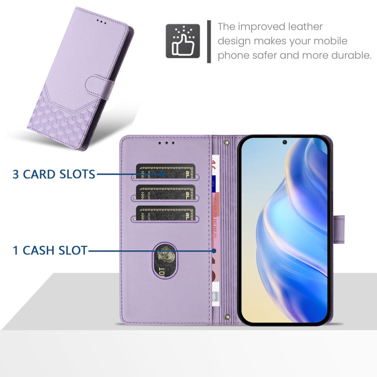 For Redmi K70 Ultra 5G Honeycomb Embossing RFID Leather Phone Case(Light Purple) - Xiaomi Cases by PMC Jewellery | Online Shopping South Africa | PMC Jewellery | Buy Now Pay Later Mobicred