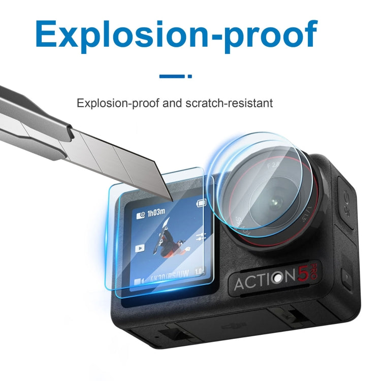 For DJI Osmo Action 5 Pro STARTRC 3 in 1 Lens Protector Front and Rear Screen Tempered Glass Films(2 Sets) - free shipping - PMC TechLife - Order now!