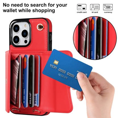 For iPhone 16 Pro Max RFID Card Slot Phone Case with Long Lanyard(Red) - iPhone 16 Pro Max Cases by PMC Jewellery | Online Shopping South Africa | PMC Jewellery | Buy Now Pay Later Mobicred