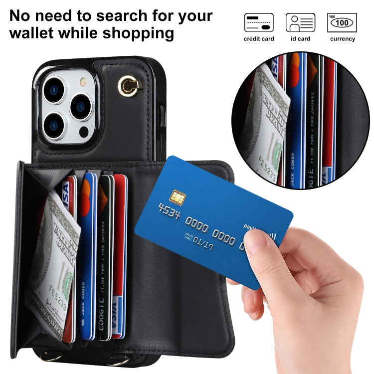 For iPhone 16 Pro RFID Card Slot Phone Case with Long Lanyard(Black) - iPhone 16 Pro Cases by PMC Jewellery | Online Shopping South Africa | PMC Jewellery | Buy Now Pay Later Mobicred