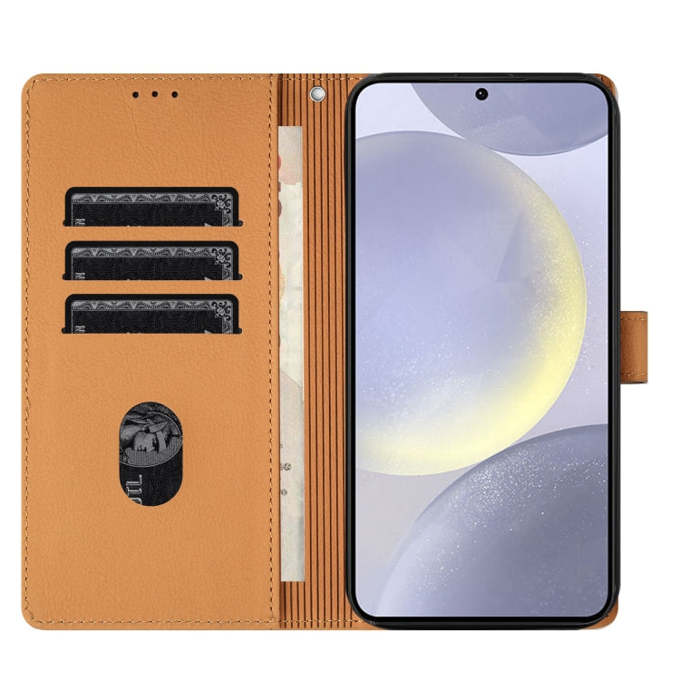 For Samsung Galaxy S25 5G Cartoon Elephant Embossed Leather Phone Case(Yellow) - Galaxy S25 5G Cases by PMC Jewellery | Online Shopping South Africa | PMC Jewellery | Buy Now Pay Later Mobicred