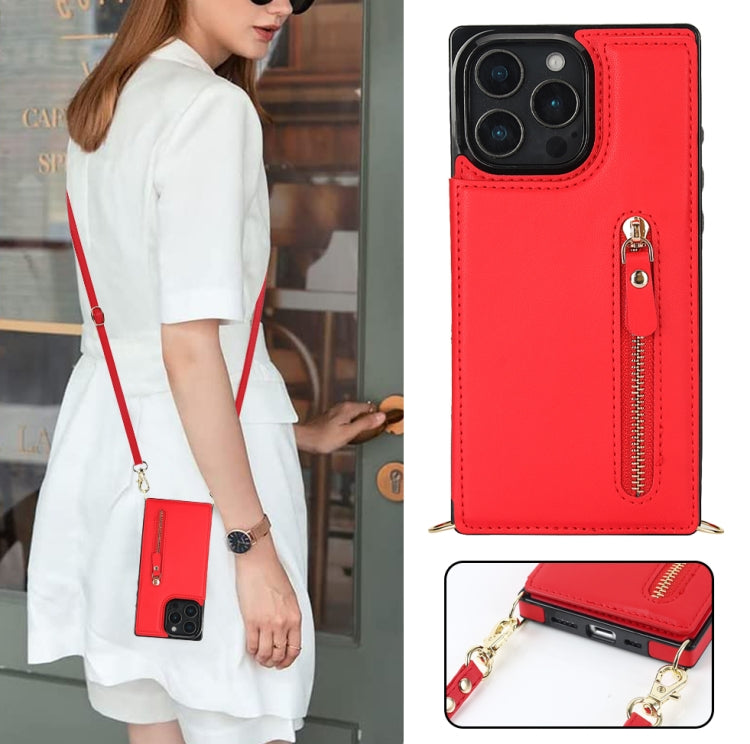 For iPhone 16 Pro Max Cross-body Zipper Square Phone Case(Red) - iPhone 16 Pro Max Cases by PMC Jewellery | Online Shopping South Africa | PMC Jewellery | Buy Now Pay Later Mobicred