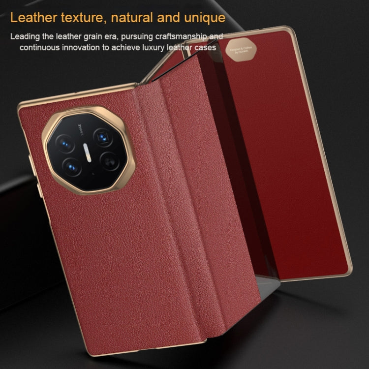For Huawei Mate XT Ultimate Smart Side View Window Plain Leather Phone Case(Black) - Huawei Cases by PMC TechLife | Online Shopping South Africa | PMC TechLife | Buy Now Pay Later Mobicred