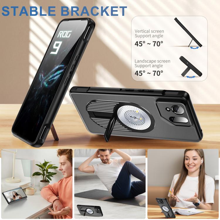 For Asus ROG Phone 9 / 9 Pro Heat Dissipation Aromatherapy Magnetic Holder Phone Case(Black) - ASUS Cases by PMC TechLife | Online Shopping South Africa | PMC TechLife | Buy Now Pay Later Mobicred