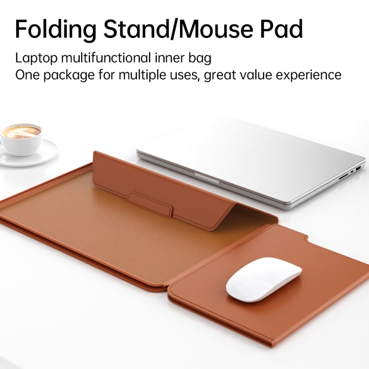 Multifunctional Laptop PU Magnetic Stand Split Liner Bag with Mouse Pad Function, Size:15 inch(Grey) - 15 inch by PMC Jewellery | Online Shopping South Africa | PMC Jewellery | Buy Now Pay Later Mobicred