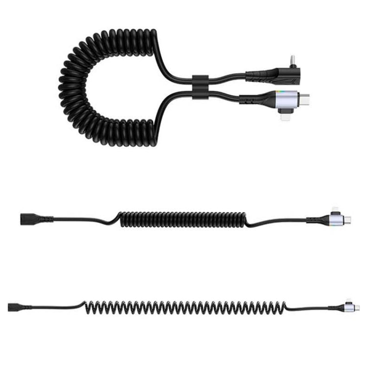 For LeadingIdeal L9 / L8 / L7 / L6 PD65W Type-C Elbow to Type-C, 8 Pin Spring Charging Cable(Black) - Car Charger by PMC TechLife | Online Shopping South Africa | PMC TechLife | Buy Now Pay Later Mobicred