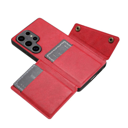 For Samsung Galaxy S25 Ultra 5G Double Buckle Card Slots Magnetic Phone Case(Red) - Galaxy S25 Ultra 5G Cases by PMC Jewellery | Online Shopping South Africa | PMC Jewellery | Buy Now Pay Later Mobicred