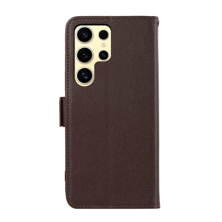 For Samsung Galaxy S25 Ultra ABEEL Side-Magnetic Litchi Pattern Leather RFID Phone Case(Brown) - Galaxy S25 Ultra 5G Cases by PMC TechLife | Online Shopping South Africa | PMC TechLife | Buy Now Pay Later Mobicred